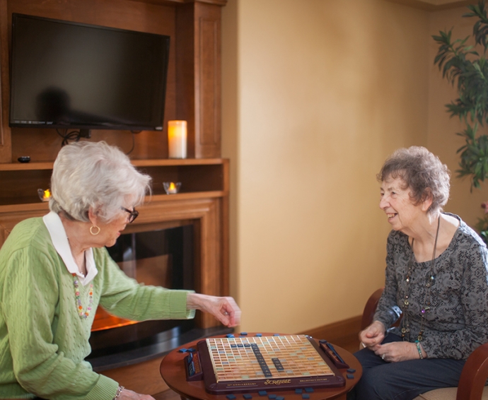 Residents playing scrabble