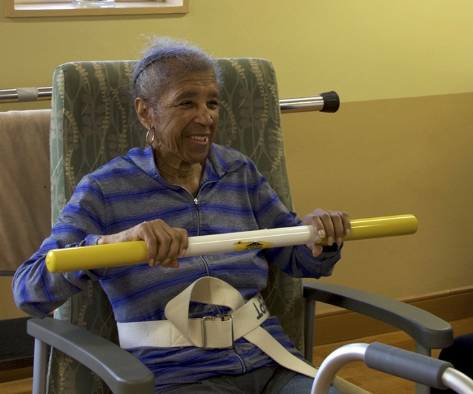 A Short Term Rehabilitation resident working on their strength training